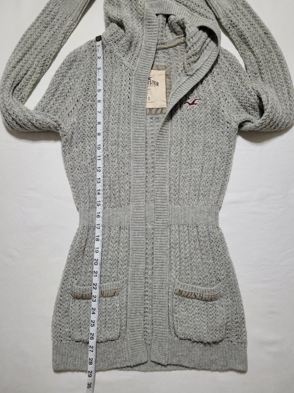 Hollister Vintage Y2K Wool Blend Babydoll Cardigan Hooded Sweater Top 2000s Sz S - Picture 6 of 10